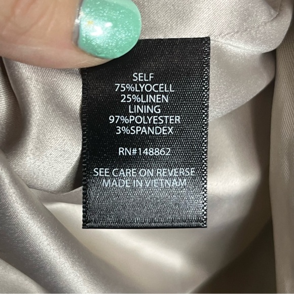 Torrid Blazer Lyocell Linen Blend Jacket Women 2 Beige Lines Collared 3/4 Sleeve - Picture 6 of 6